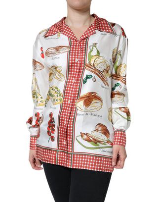Blusa multicolor con estampado de pan y cuello