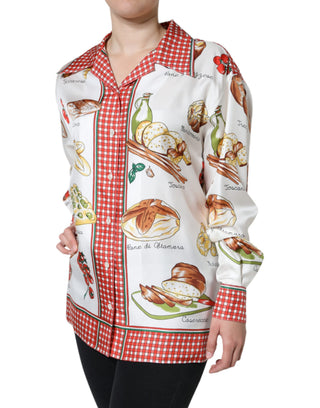 Blusa multicolor con estampado de pan y cuello
