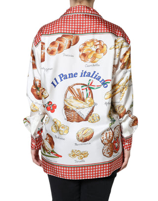 Blusa multicolor con estampado de pan y cuello