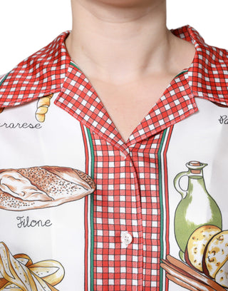 Blusa multicolor con estampado de pan y cuello