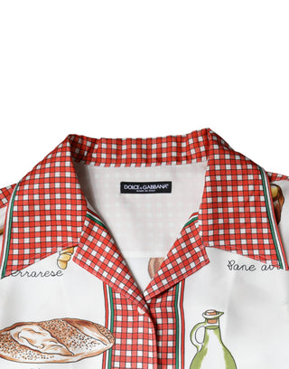 Blusa multicolor con estampado de pan y cuello