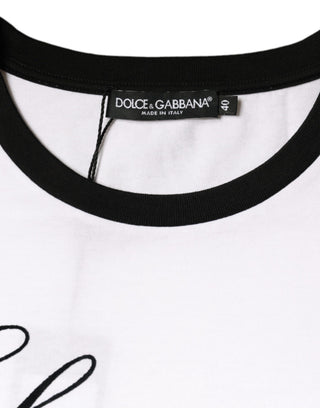 Weißes Eleganza Print Baumwoll T-Shirt mit kurzen Ärmeln