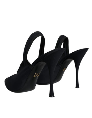 Zapatos negros de tacón de jersey elástico con tira trasera