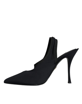 Zapatos negros de tacón de jersey elástico con tira trasera