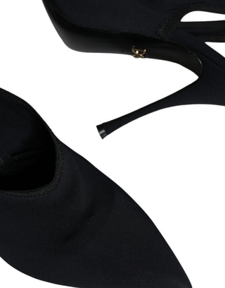 Zapatos negros de tacón de jersey elástico con tira trasera