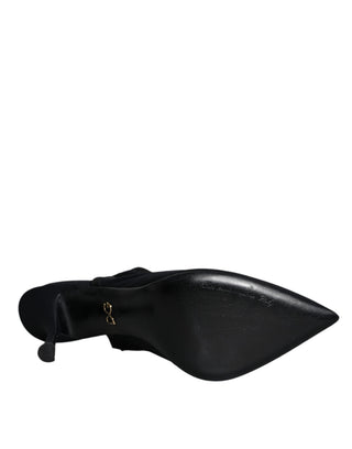 Zapatos negros de tacón de jersey elástico con tira trasera