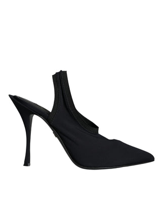 Zapatos negros de tacón de jersey elástico con tira trasera