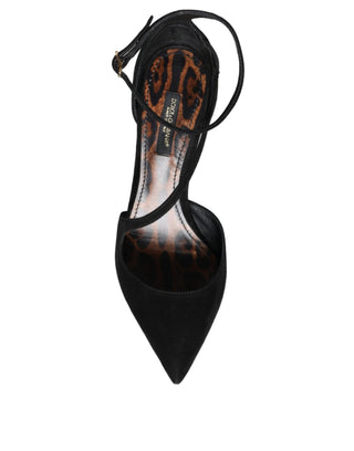 Schwarze Wildleder-Pumps mit Fesselriemchen