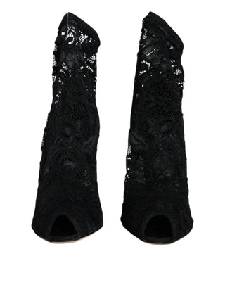 Schwarze Schnürstiefel mit Stretch, mittelhoher Schaft