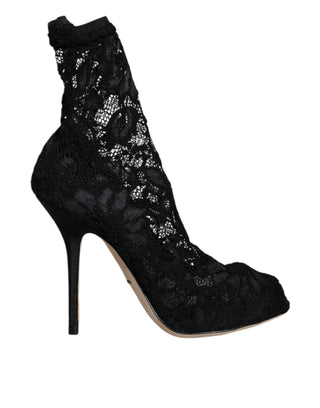 Schwarze Schnürstiefel mit Stretch, mittelhoher Schaft