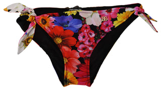 Parte inferior de bikini con estampado floral negro para baño y playa