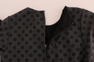 Graues gepunktetes Woll-Stretch-Kleid
