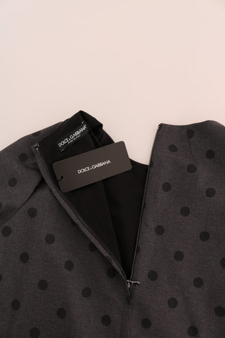 Graues gepunktetes Etui-Wollkleid