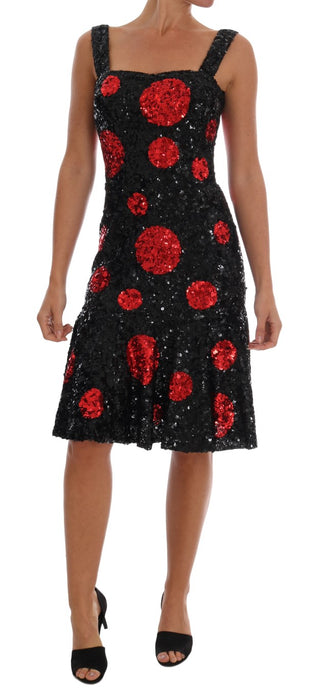 Vestido shift de lentejuelas con lunares rojos y negros
