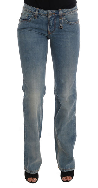 Jeans clásicos de algodón con lavado azul