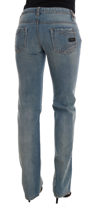 Jeans clásicos de algodón con lavado azul