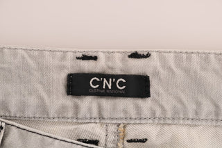 Gray Wash Cotton Slim Jeans