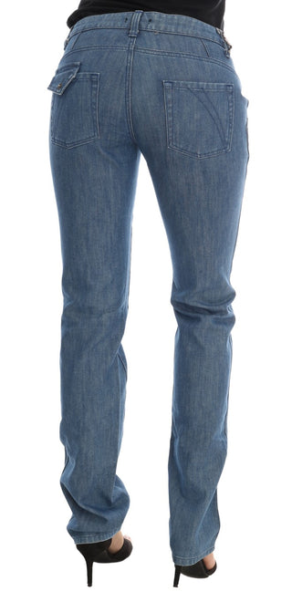 Jeans de denim slim de algodón con lavado azul
