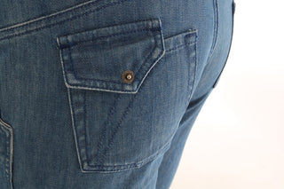 Jeans de denim slim de algodón con lavado azul