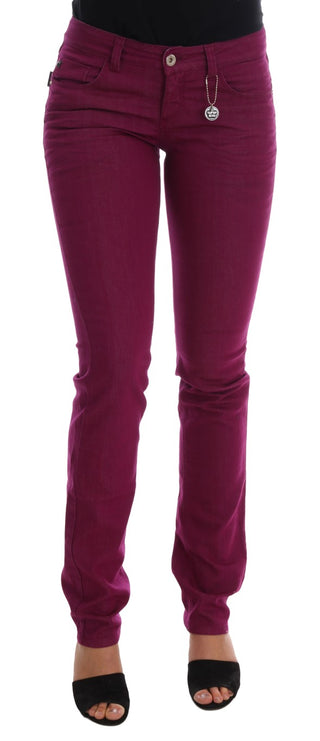 Jeans de denim slim de algodón elástico morados