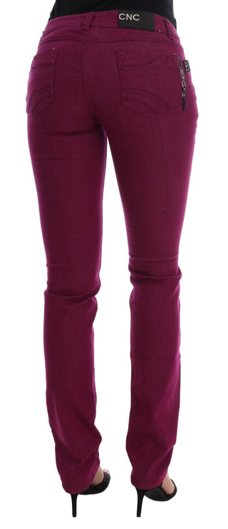 Jeans de denim slim de algodón elástico morados