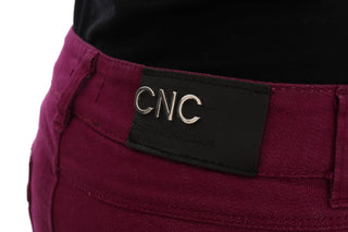Jeans de denim slim de algodón elástico morados