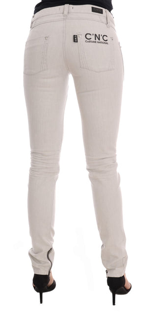 Weiße schmale Jeans aus Baumwolle mit Stretchanteil