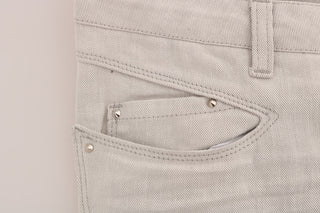 Weiße schmale Jeans aus Baumwolle mit Stretchanteil