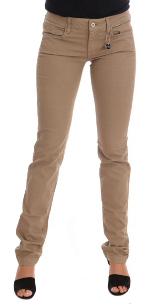 Jeans slim fit de algodón elástico beige