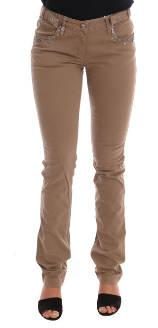 Jeans slim fit de algodón elástico beige