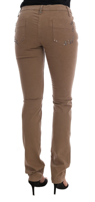 Jeans slim fit de algodón elástico beige