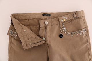 Jeans slim fit de algodón elástico beige