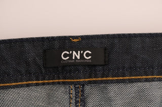 Jeans de algodón de corte clásico azul oscuro