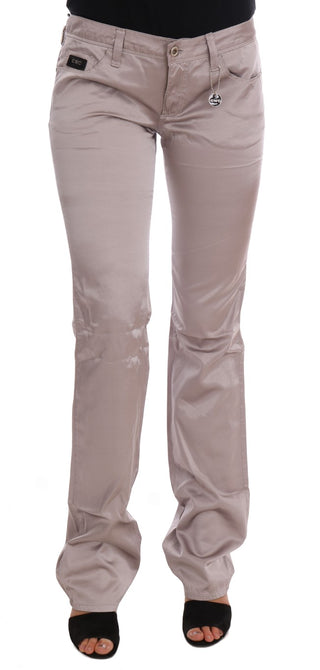 Jeans slim fit de algodón beige