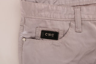 Jeans slim fit de algodón beige