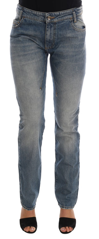 Jeans de denim elástico de algodón azules