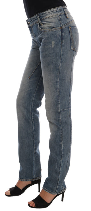 Jeans de denim elástico de algodón azules