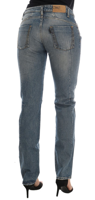 Jeans de denim elástico de algodón azules