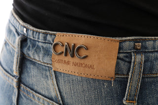 Jeans de denim elástico de algodón azules