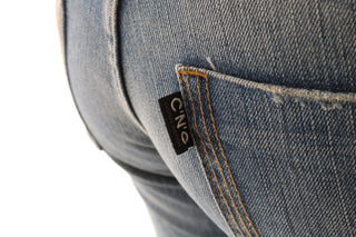 Jeans de denim elástico de algodón azules