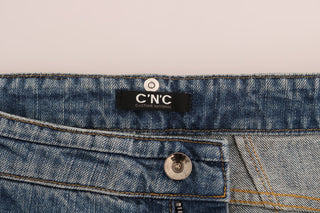 Jeans de denim elástico de algodón azules