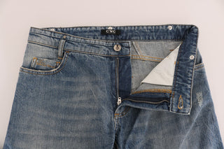 Jeans de denim elástico de algodón azules
