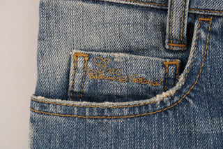 Jeans de denim elástico de algodón azules