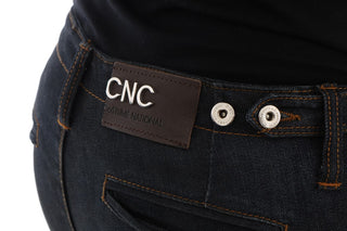Dunkelblaue Baumwoll-Slim-Fit-Jeans