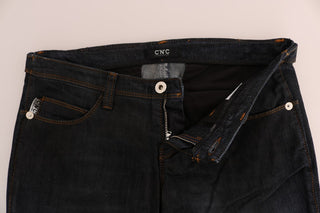 Dunkelblaue Baumwoll-Slim-Fit-Jeans