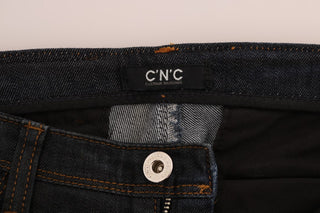 Dunkelblaue Baumwoll-Slim-Fit-Jeans