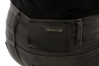 Jeans de mezclilla de algodón gris de corte ajustado