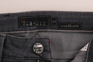 Jeans de mezclilla de algodón gris de corte ajustado