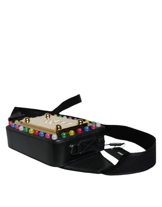 Schwarze Leder LED Logo Gürteltasche Bauchtasche