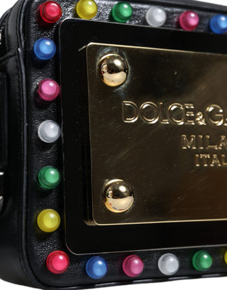 Schwarze Leder LED Logo Gürteltasche Bauchtasche